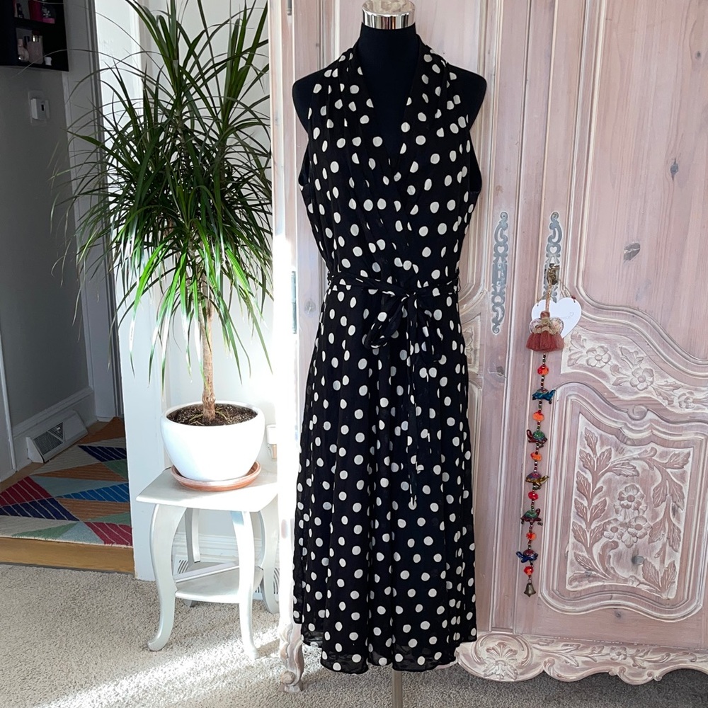 Suzi CHIN Maggy Boutique Polka Dot Cotton Midi Dress with Belt